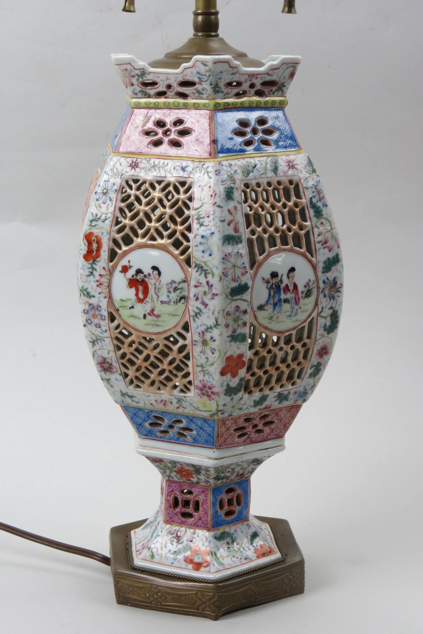 Chinese Famille Porcelain Lamp, (1 of 9)