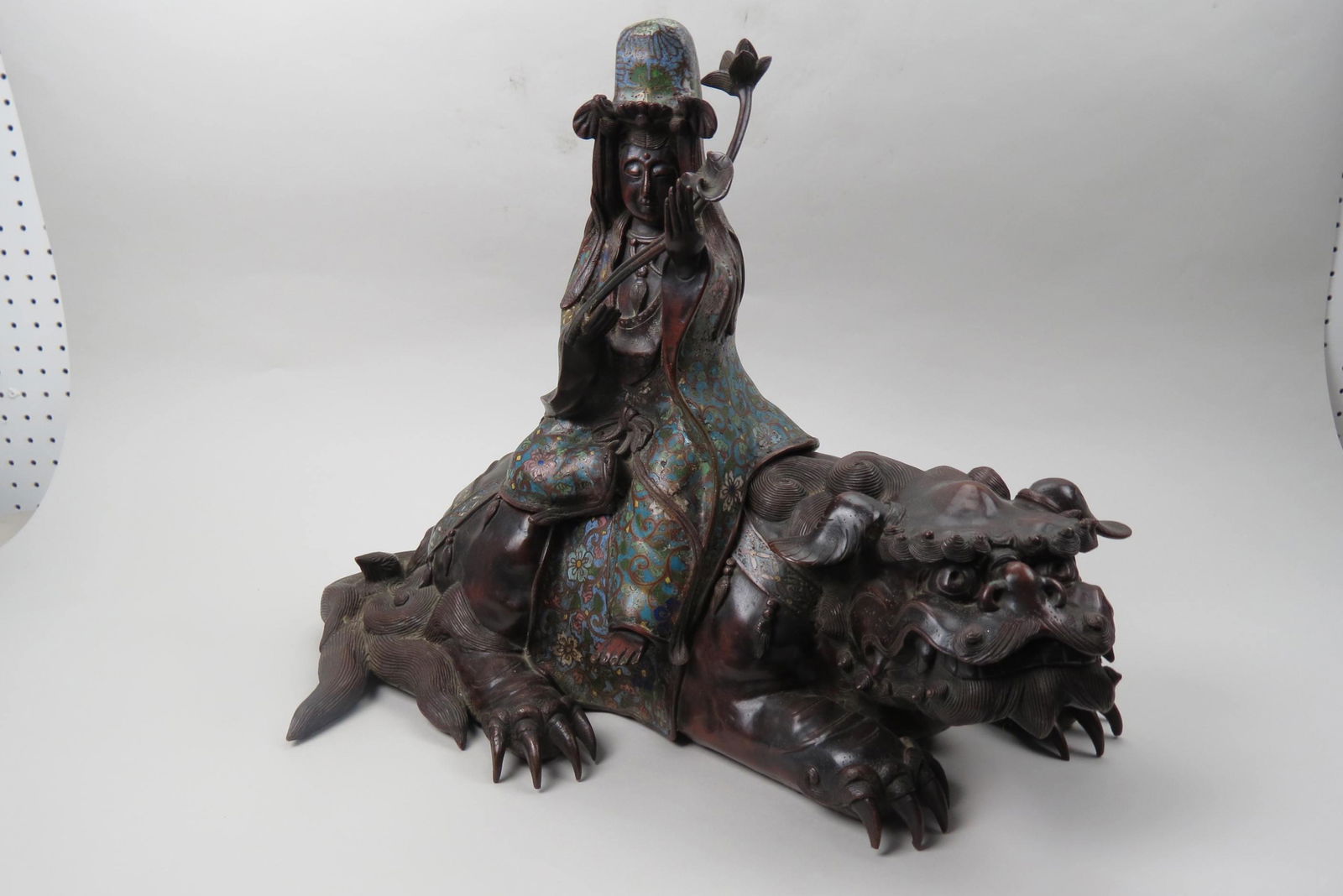 Chinese Bronze Champleve godess on Foo Dog Box, (1 of 11)