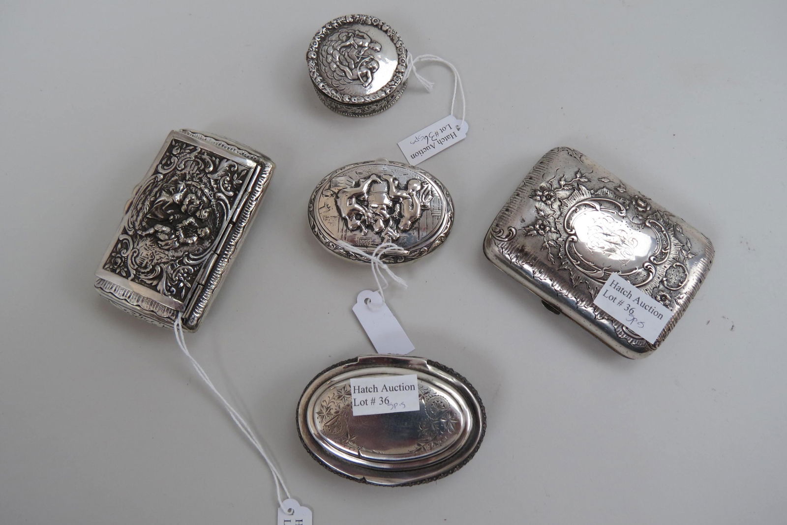 5 Silver Boxes, including snuff boxes, (1 of 4)
