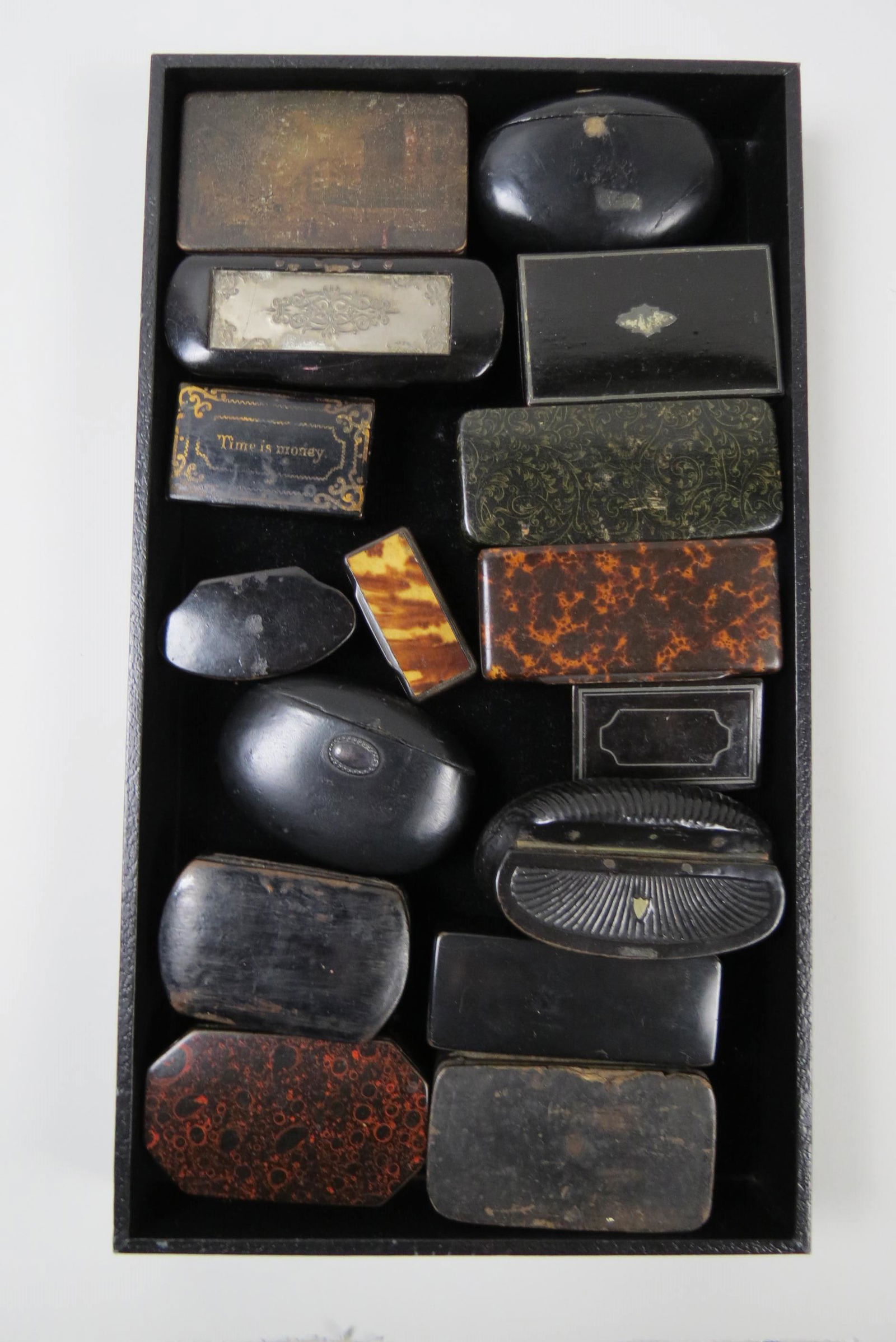 16 19th Century Lacquerware Snuff Boxes, (1 of 19)