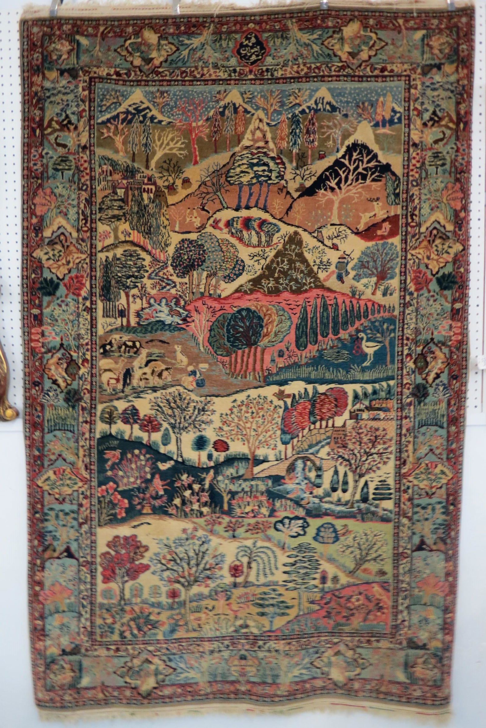 Kashan Persian Pictorial Handmade Rug, (1 of 13)