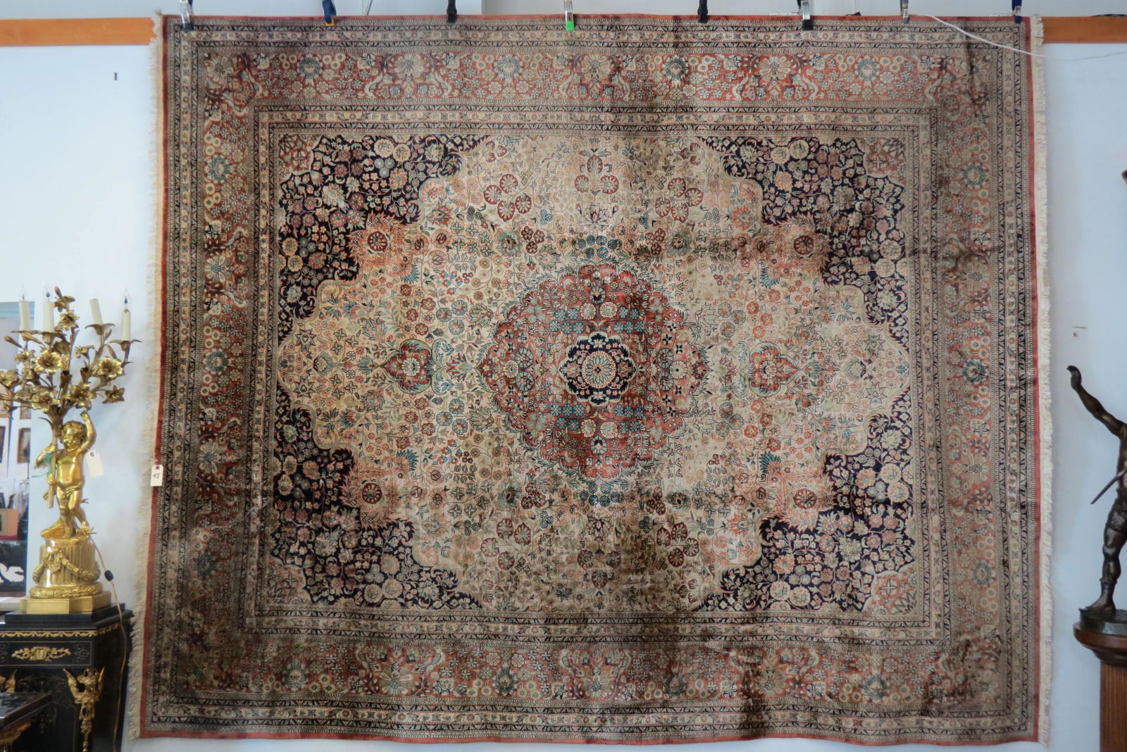 Silk Qom Handmade Room Size Rug, (1 of 8)