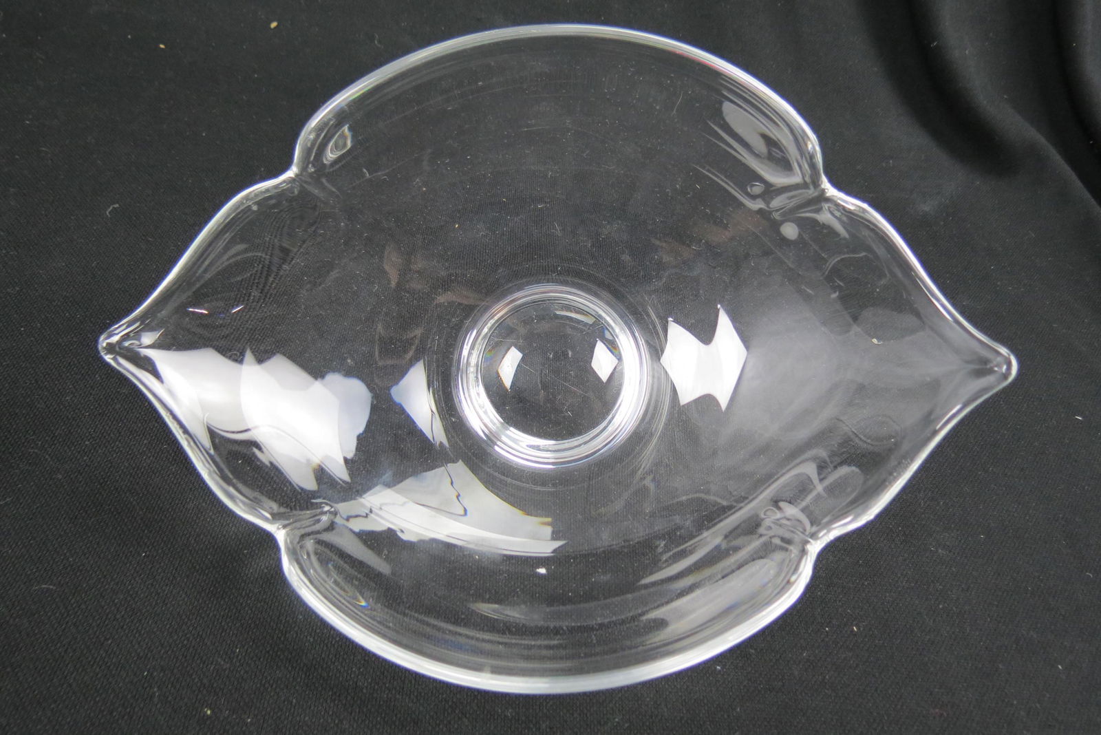 Steuben Crystal Lotus Bowl,: 7" X 9 1/2", 3 1/2" deep, signed, excellent.