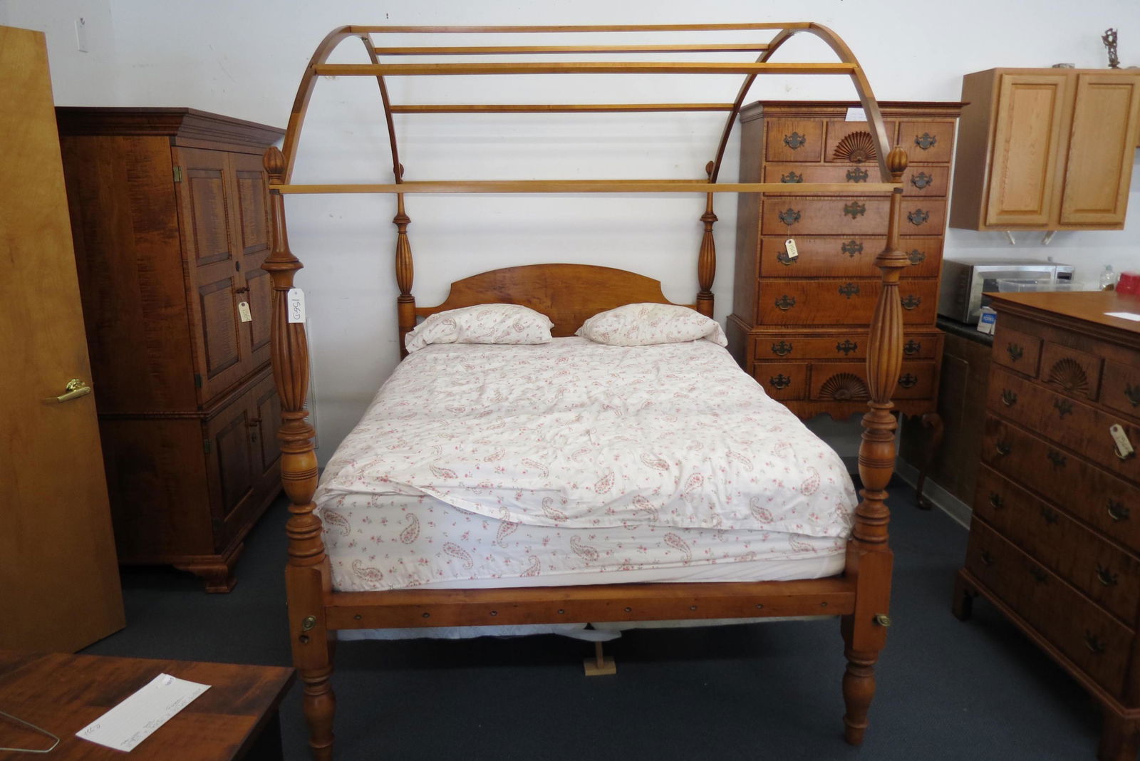Maple Queen Size Four Poster Bed with Canopy Top, (1 of 6)