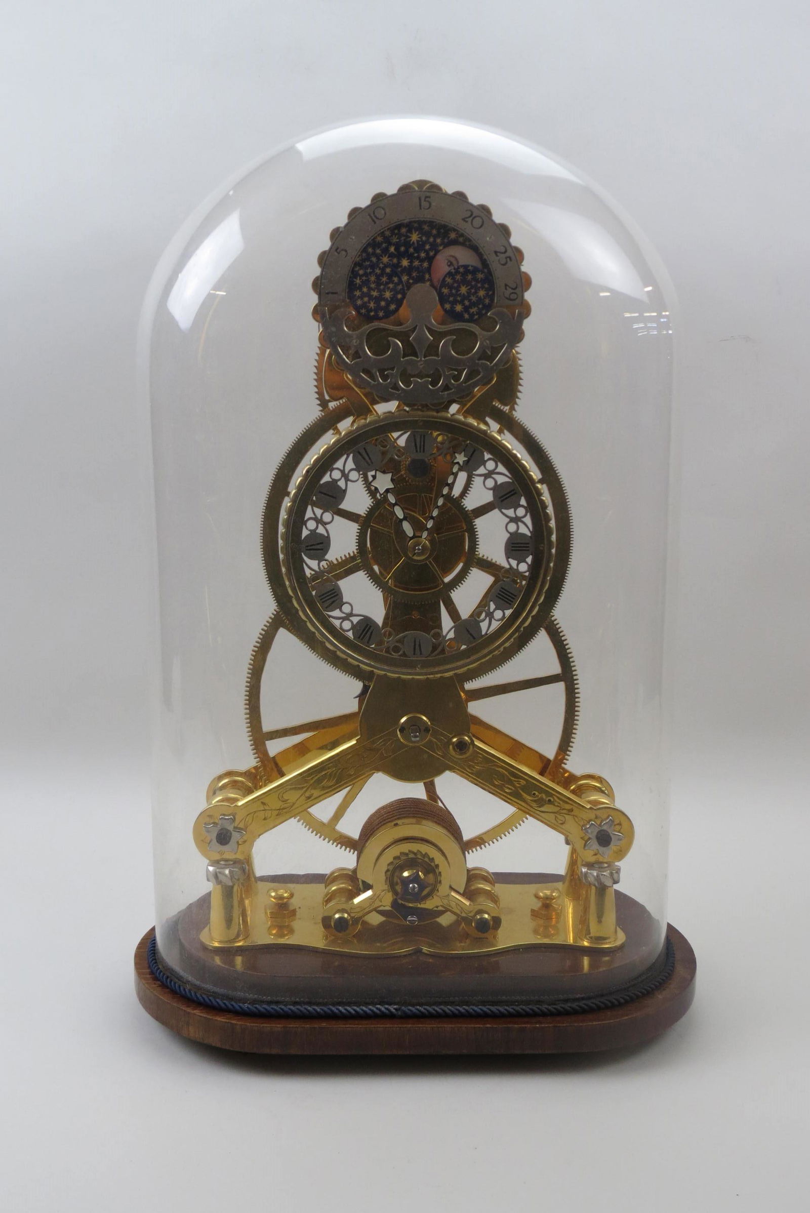 Brass Skeleton Clock, moon phase, (1 of 7)
