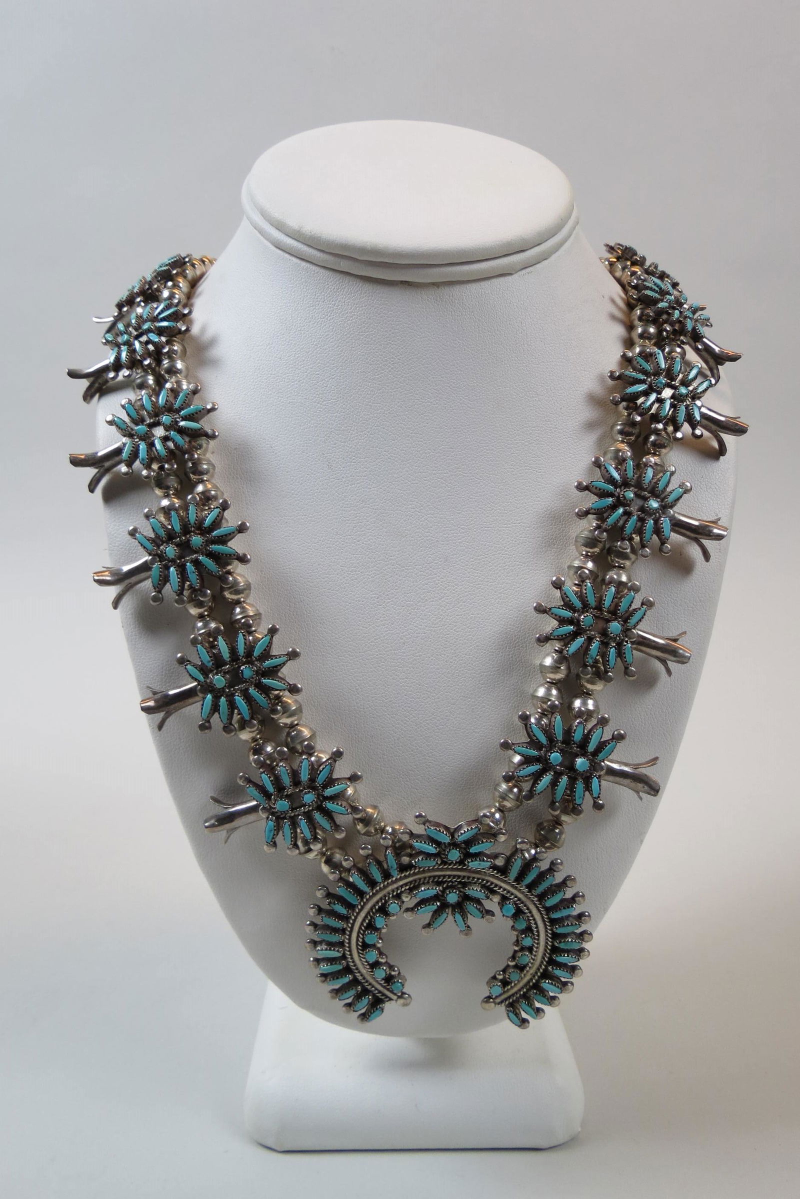 Ed Niiha Zuni Sterling Squash Blossom Necklace, (1 of 8)