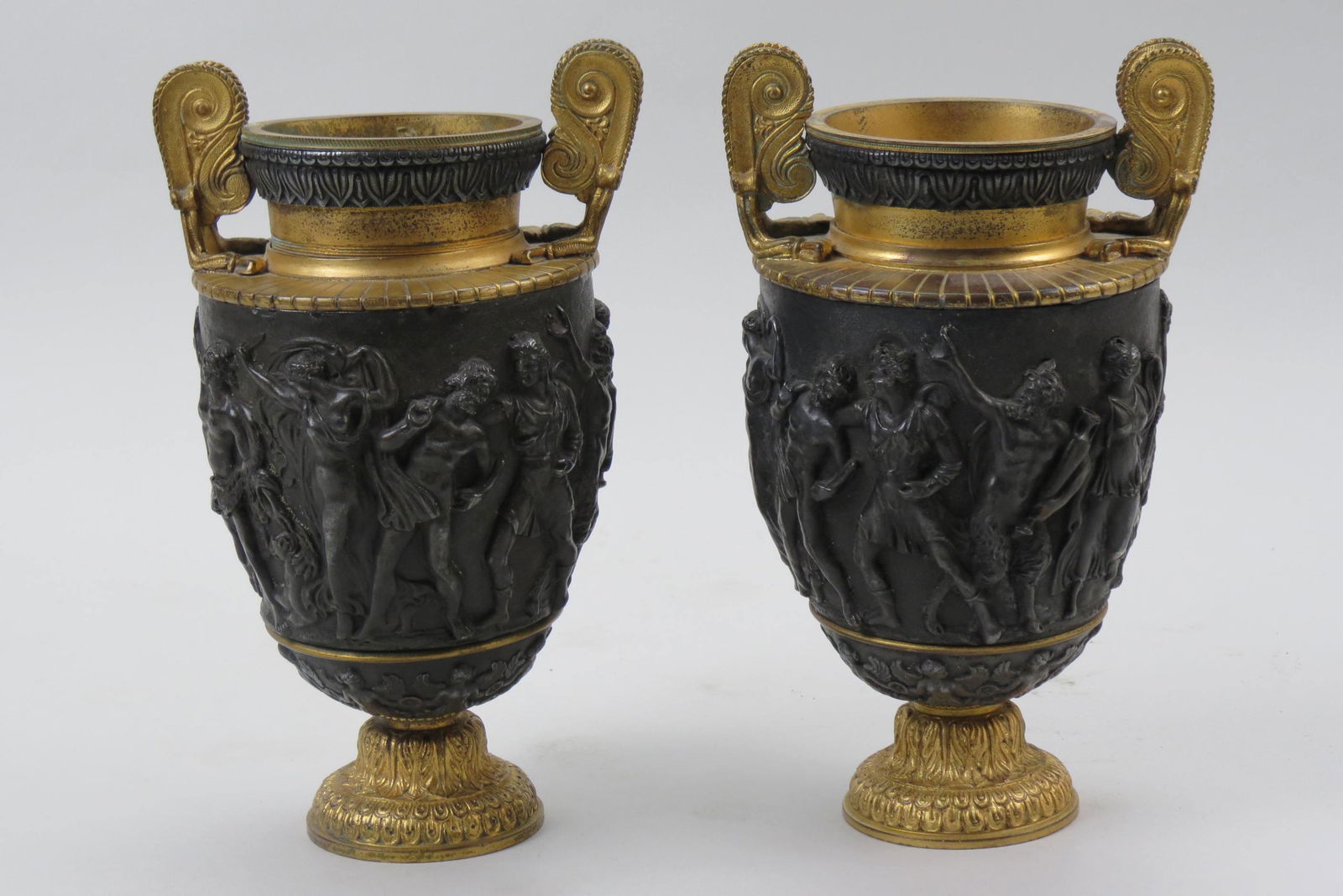 Pair of Classical Style Bronze & Silver Vases, (1 of 12)