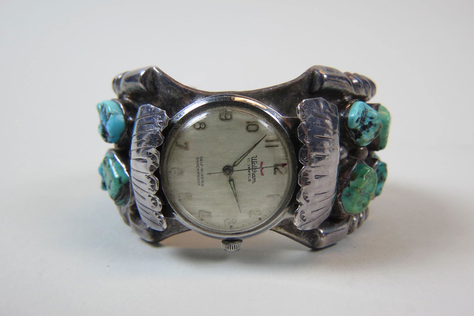Early Navajo Turquoise & Sterling Watch Bracelet, (1 of 8)