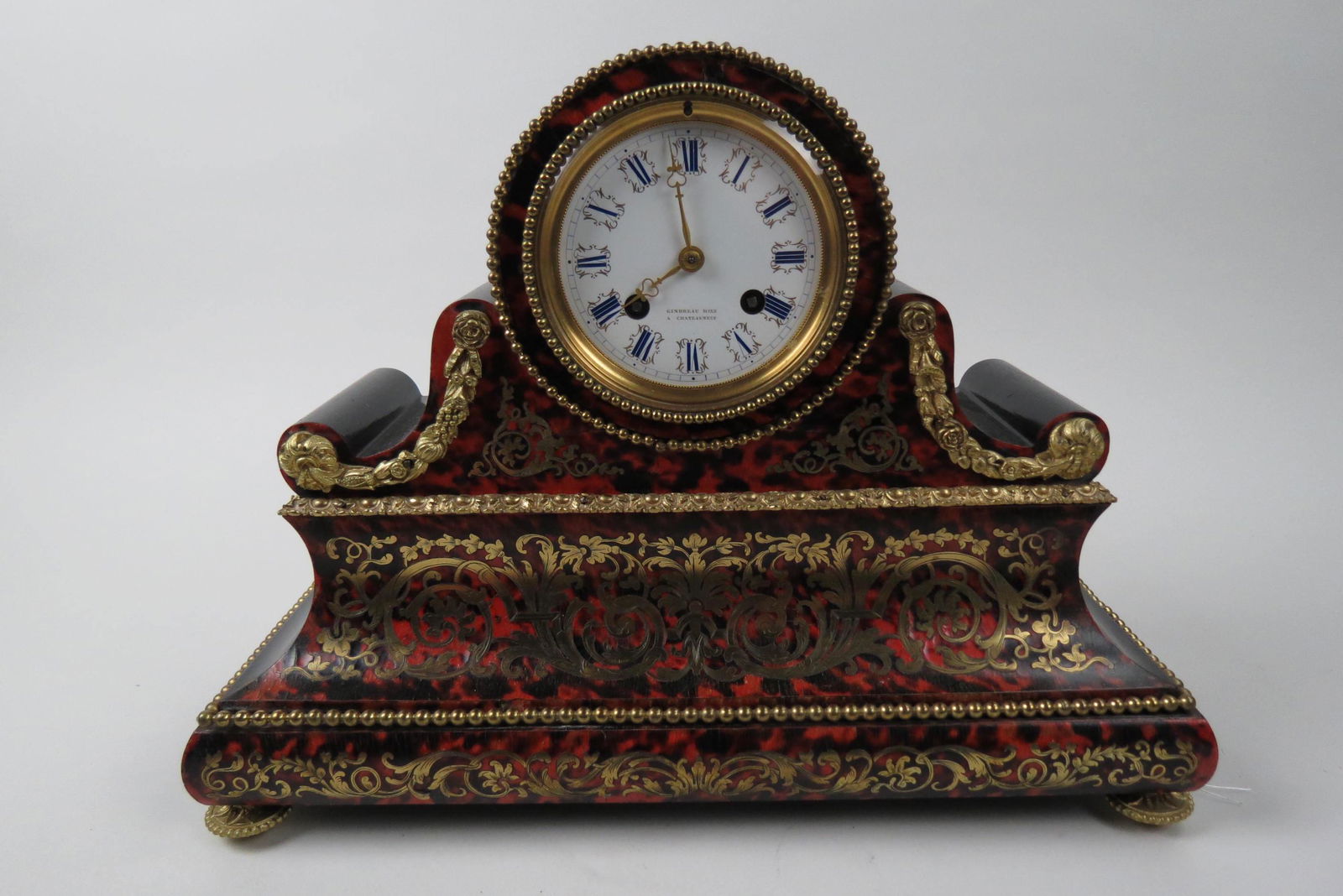 French Bouille & Tortoise Mantle Clock, (1 of 7)
