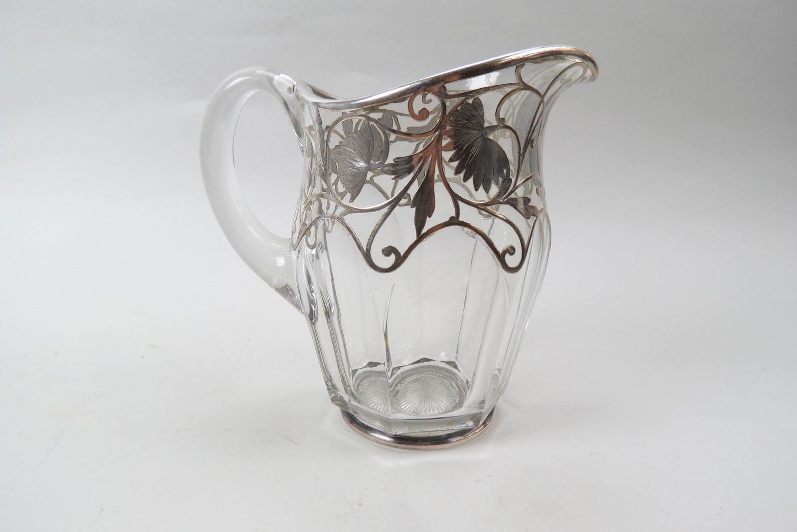 Silver Overlay Pitcher with Art Nouveau Floral, (1 of 6)
