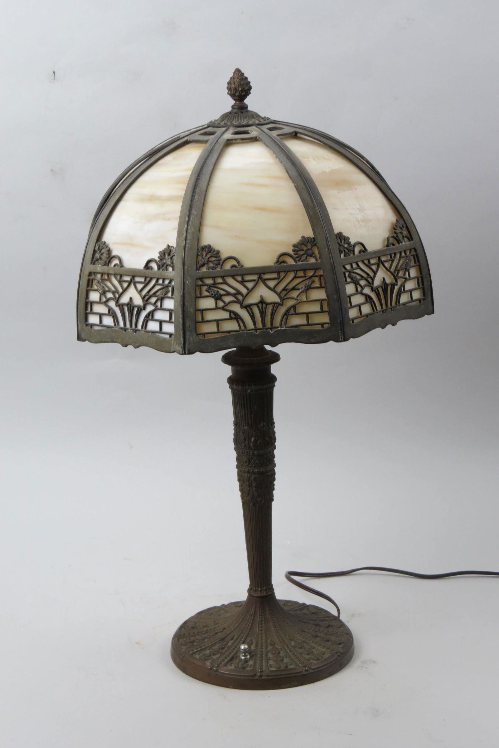 Antique Slag Glass Lamp, (1 of 6)