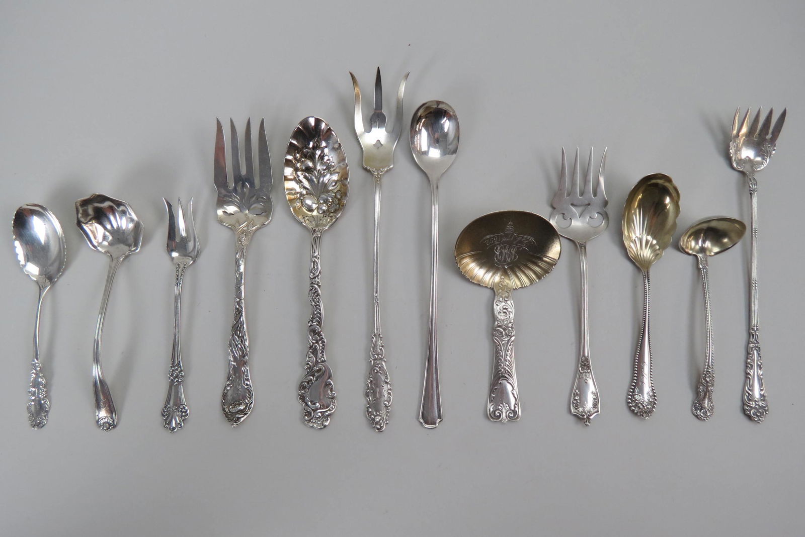 12 Sterling Silver Serving Pieces, (1 of 6)