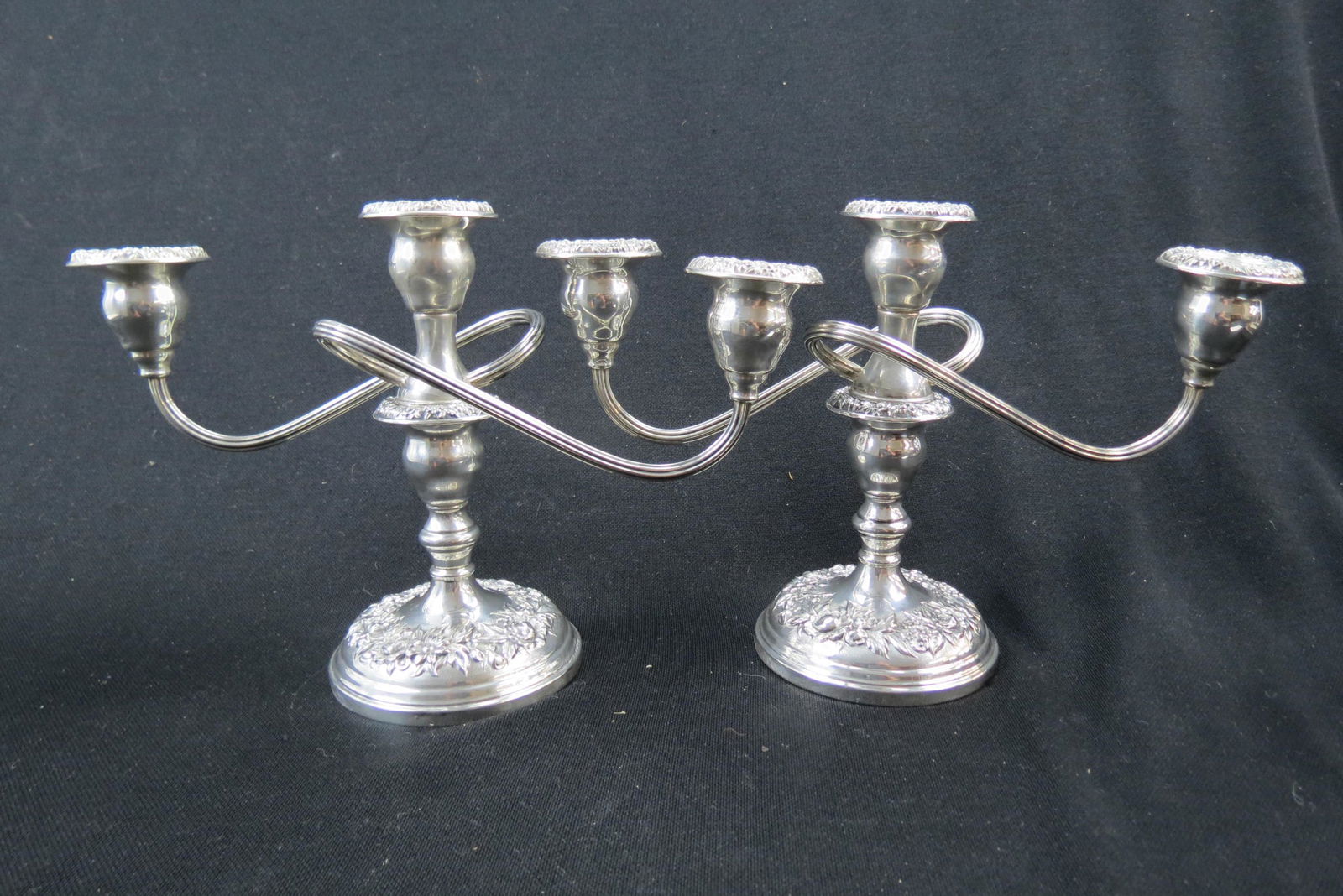 Pair of Kirk Repousse Sterling Silver Candelabra, (1 of 6)