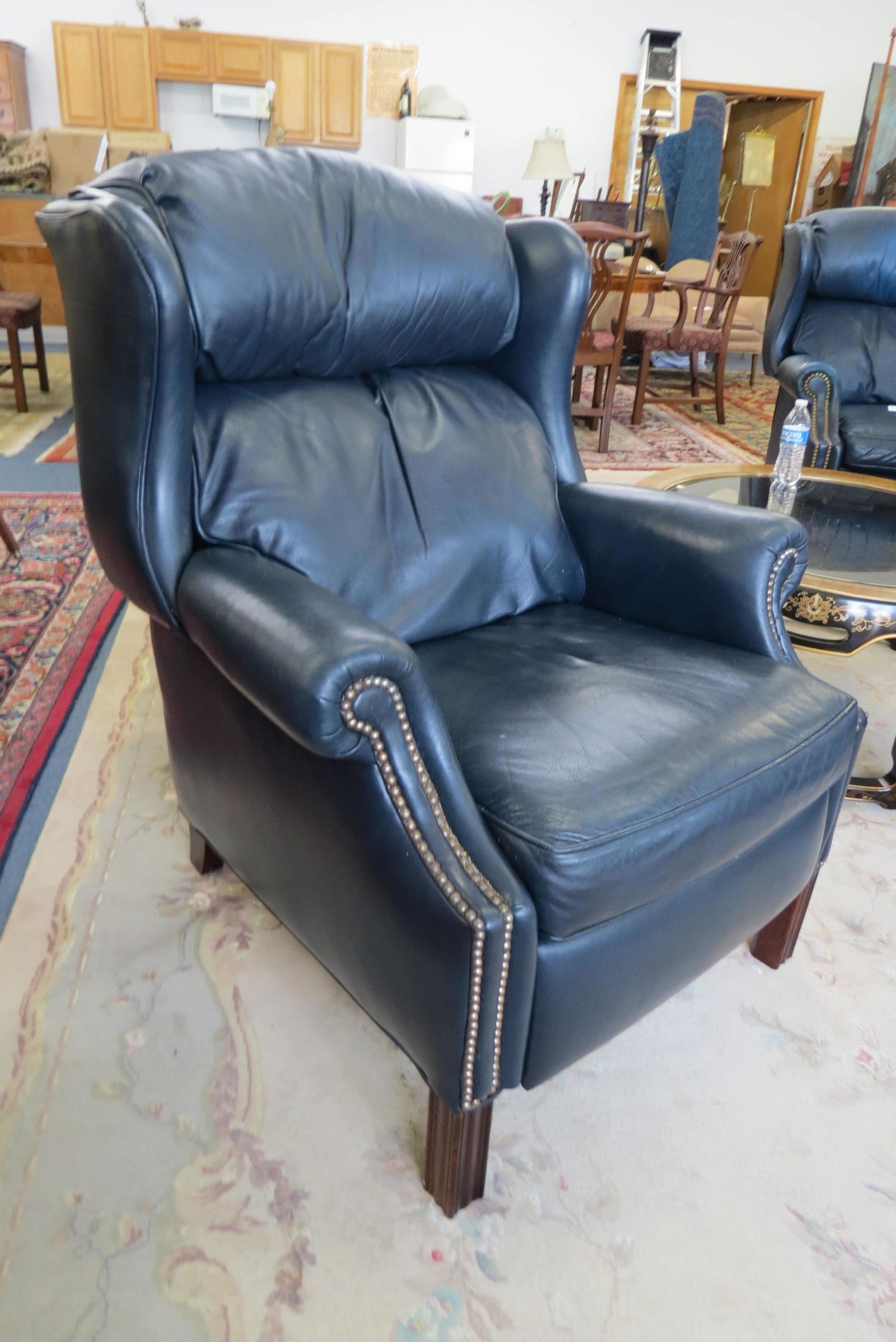 Leather Recliner, deep blue, (1 of 2)