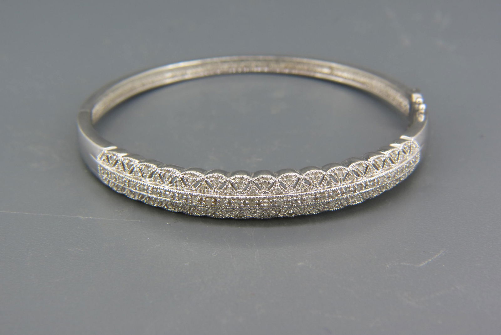 Diamond 14K White Gold Bangle Bracelet, (1 of 7)