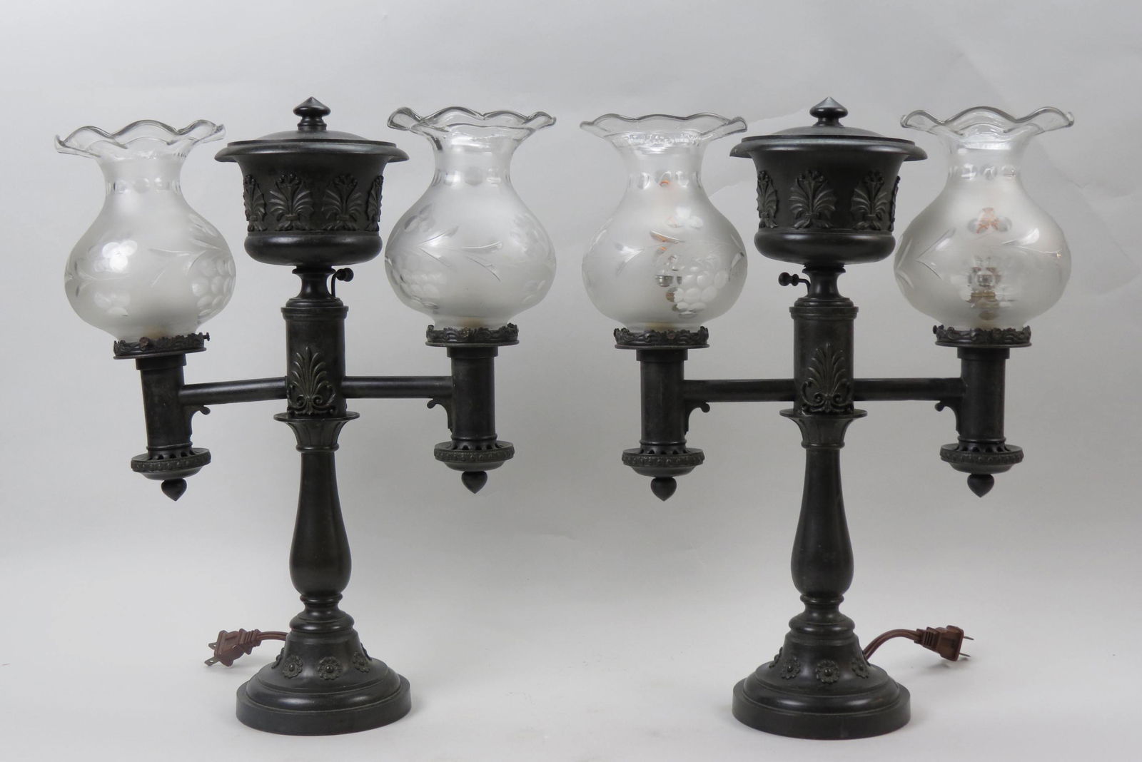 Pair of Argand Bronze Lamps, (1 of 11)