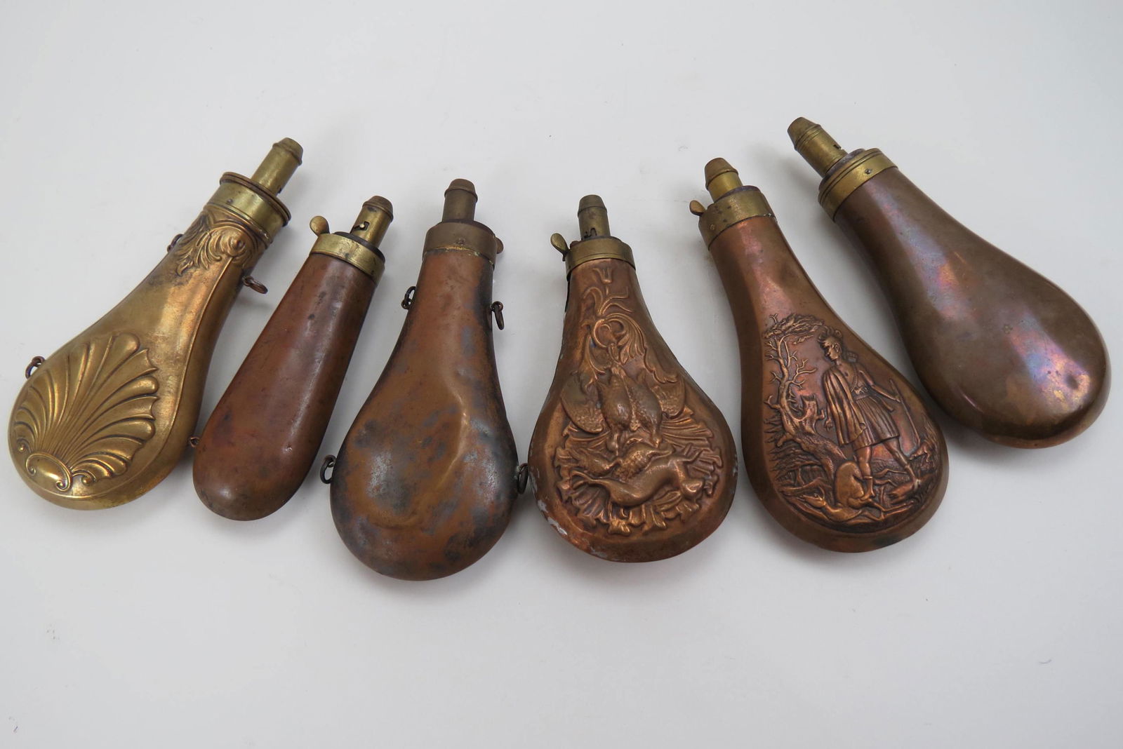 6 Civil War Era Powder Horns, (1 of 4)