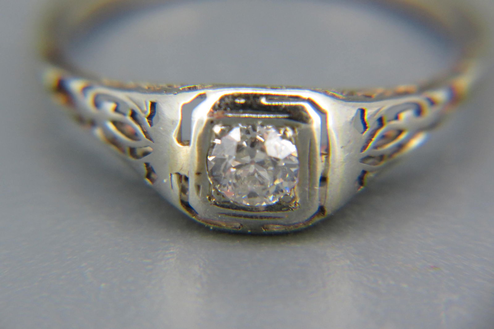 Diamond White Gold Filigree Ring, (1 of 6)