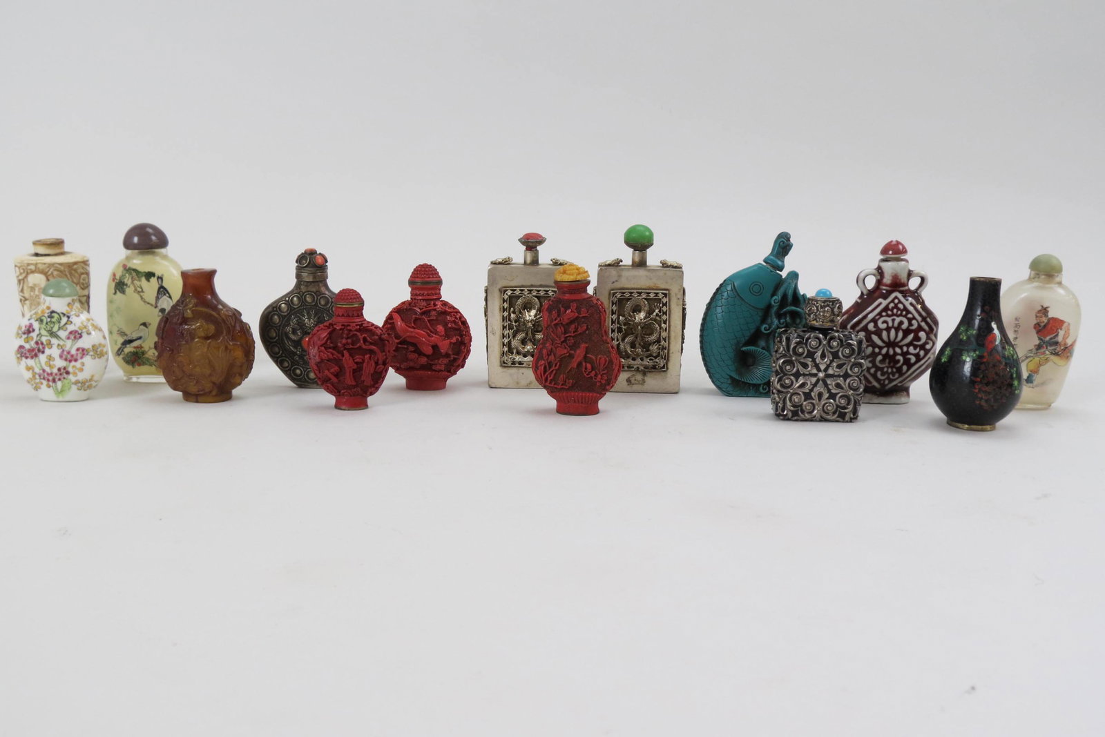 15 Chinese Snuff Bottles, (1 of 5)