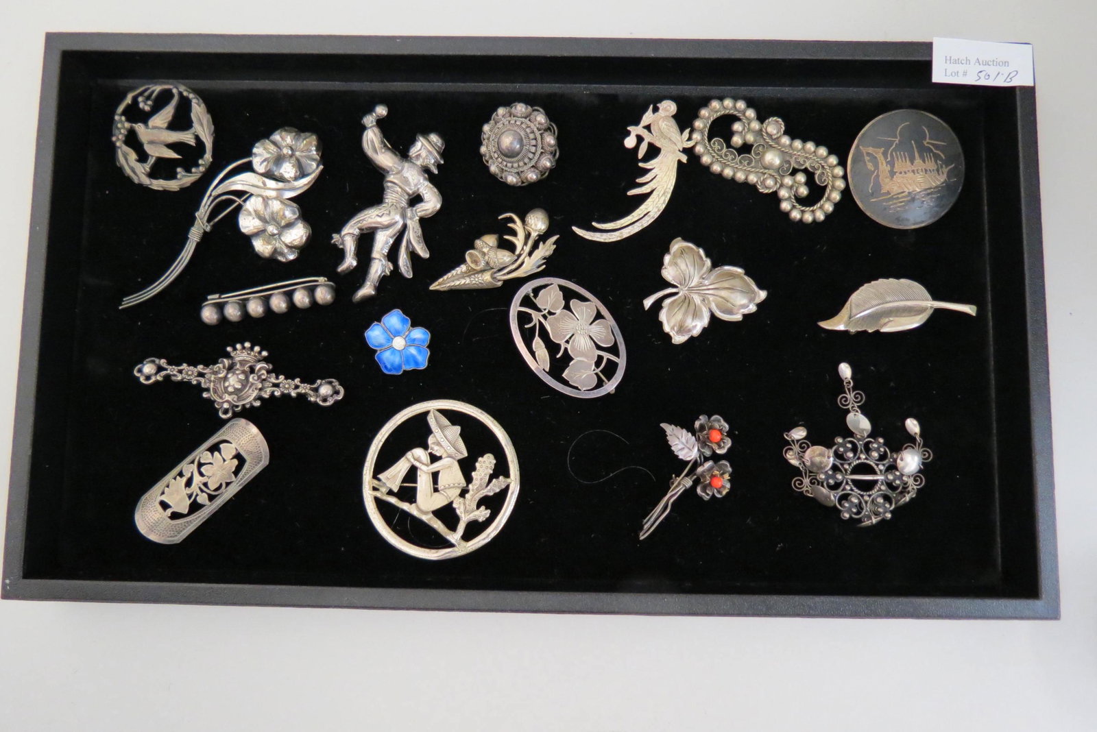 18 Sterling Silver Brooches and Pins, (1 of 4)
