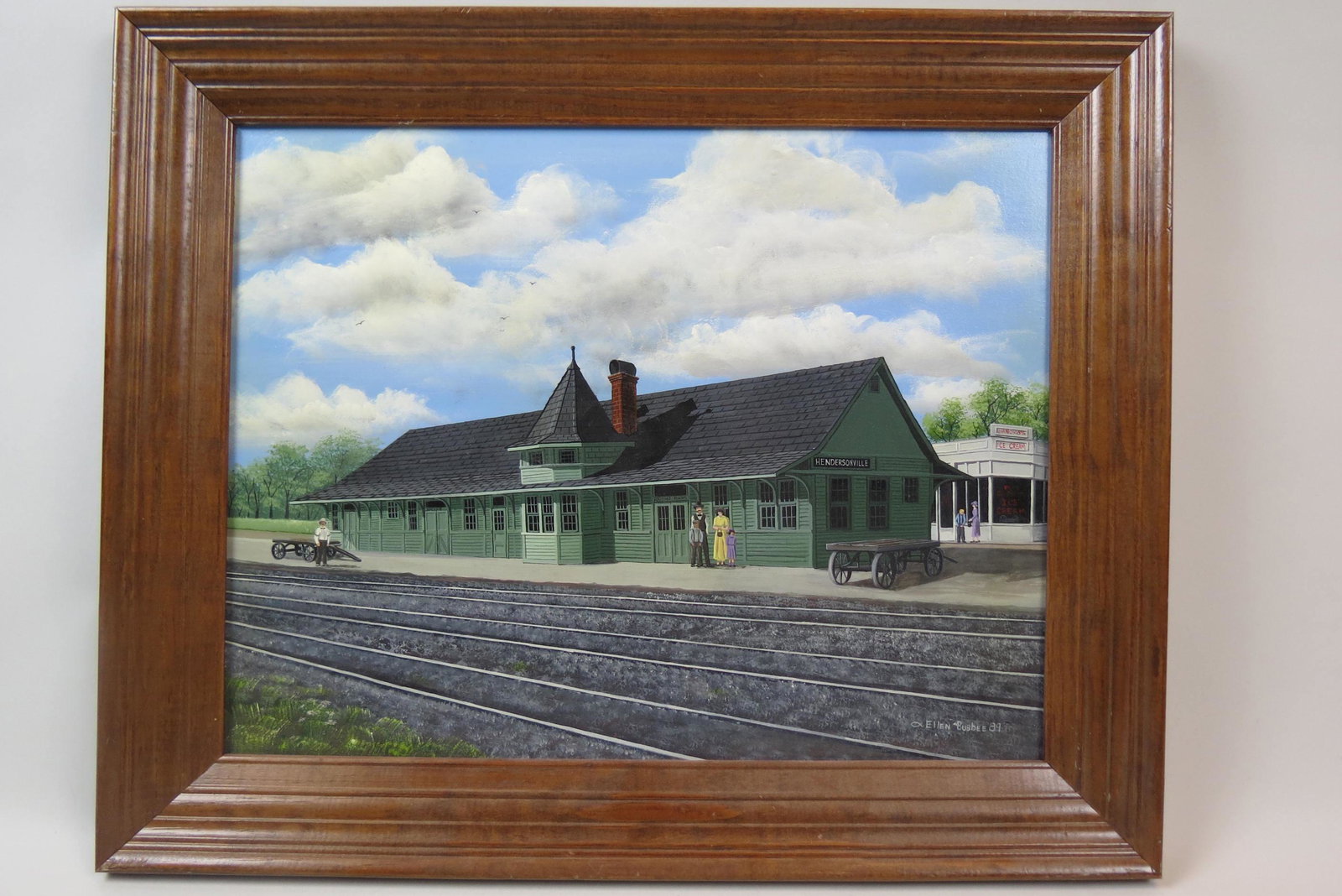 Ellen Bisbee, oil, Hendersonville NC Train Depot, (1 of 7)
