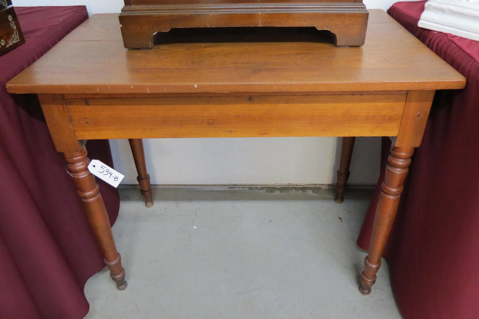 Antique Table, carved spindle legs,: 29" tall, 22" X 35 1/2" top.