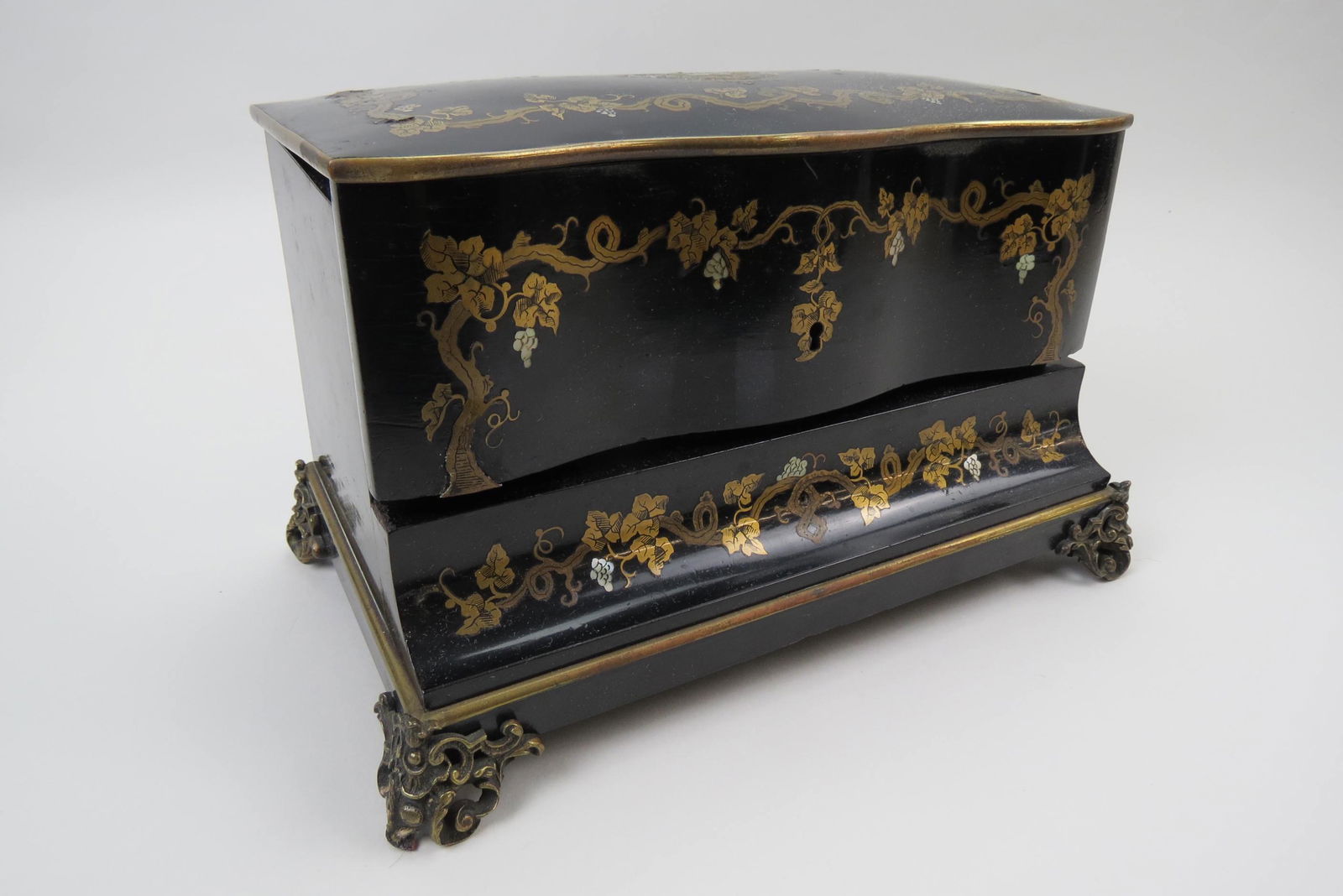 French Bouille Decorated Lacquerware Jewelry Box, (1 of 8)