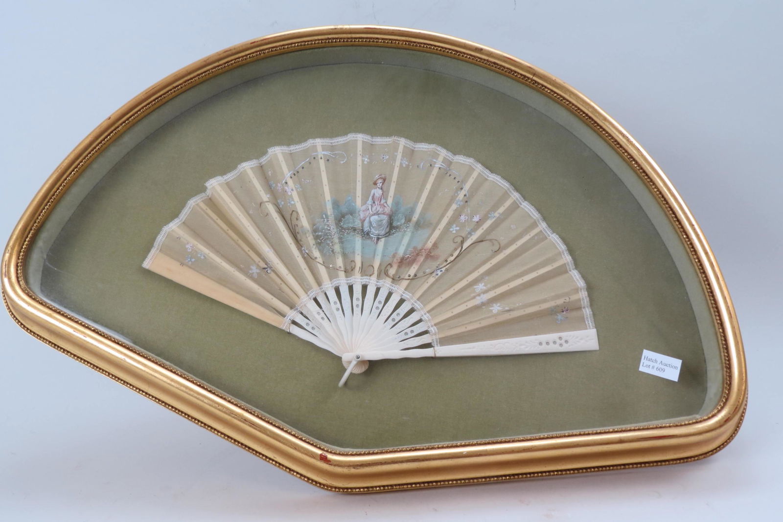 Silk Fan in Fan Shape Frame, (1 of 4)