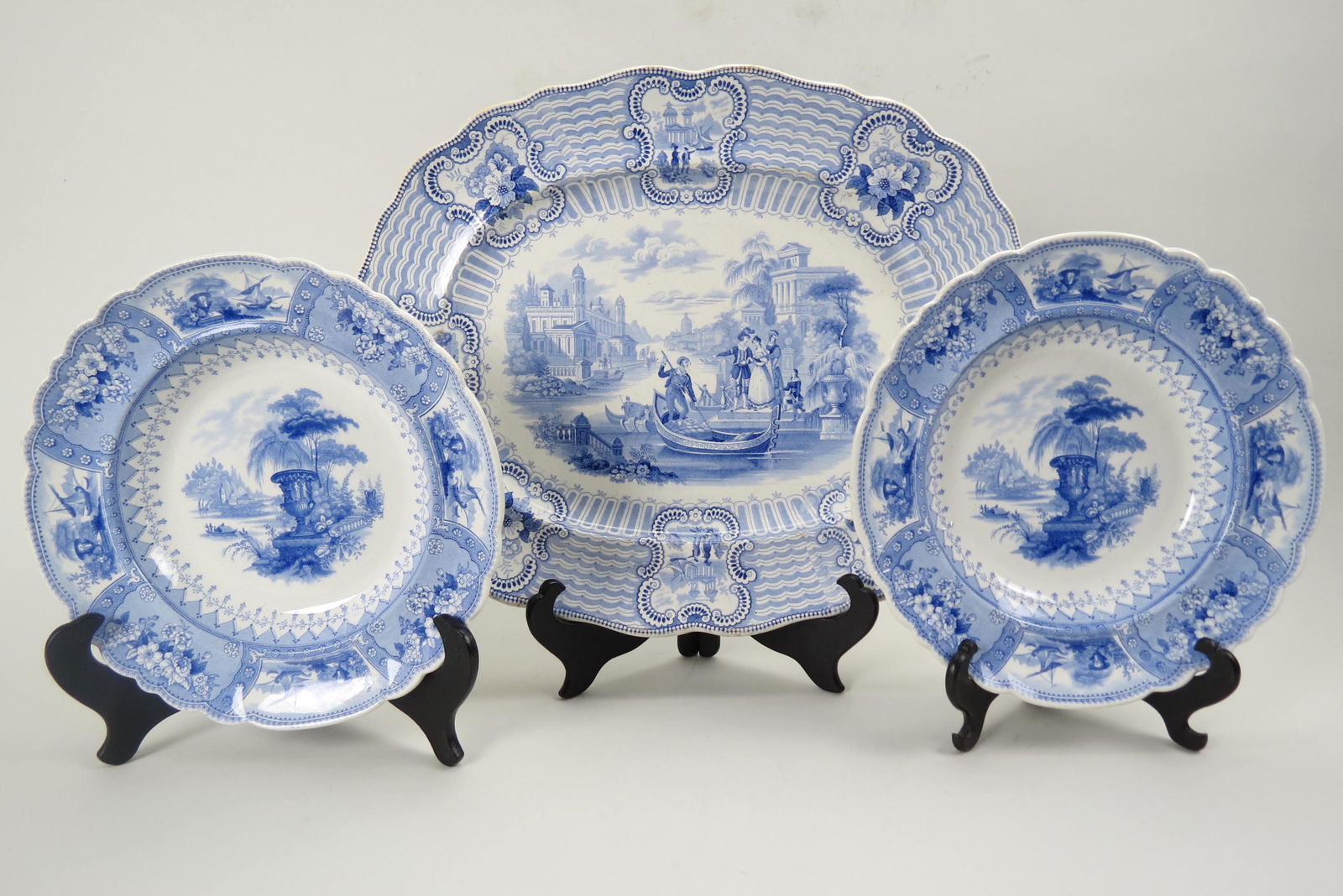 3 pcs. English Blue & White Ironstone, (1 of 7)