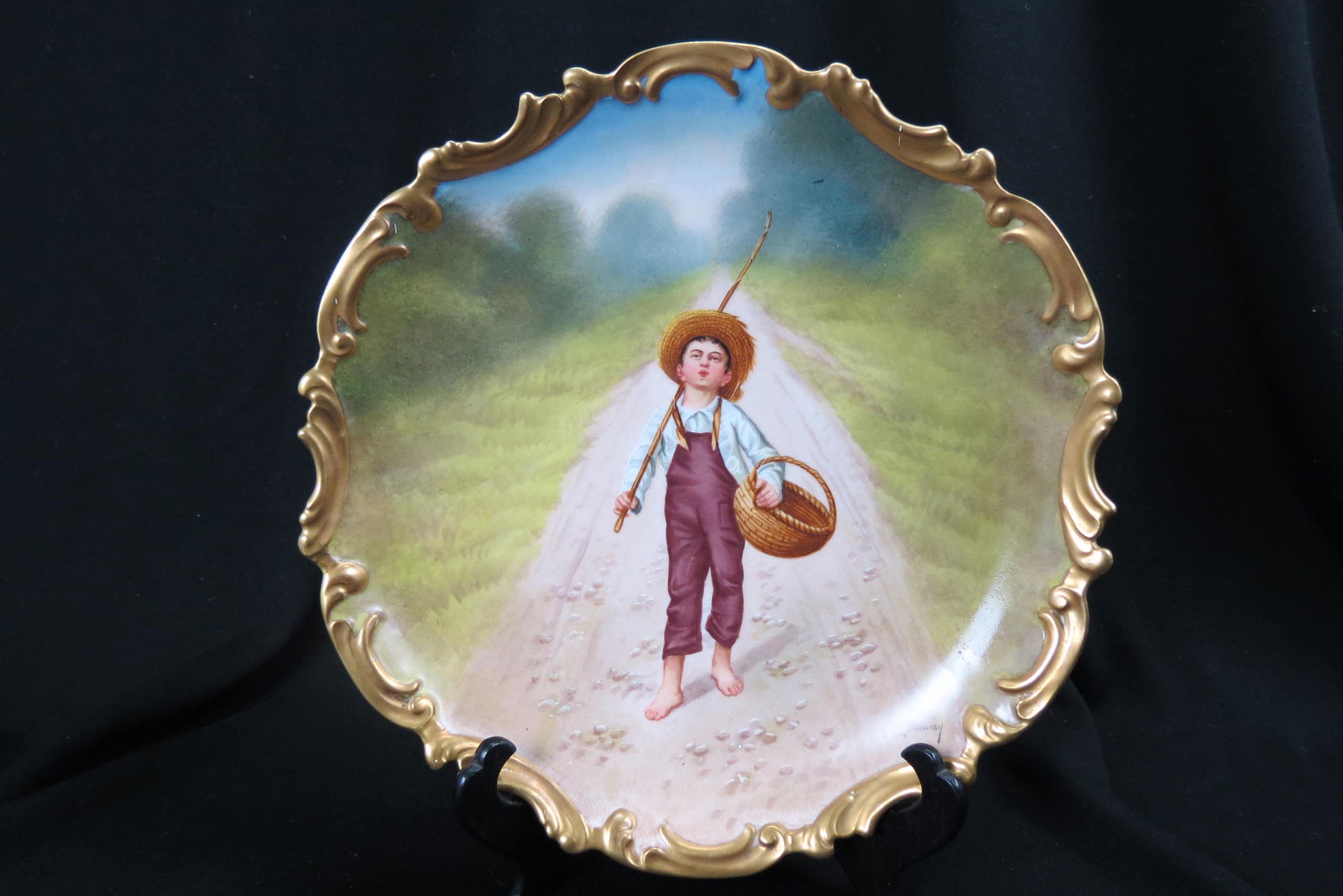 Limoges Hand Painted Charger with Boy, (1 of 4)