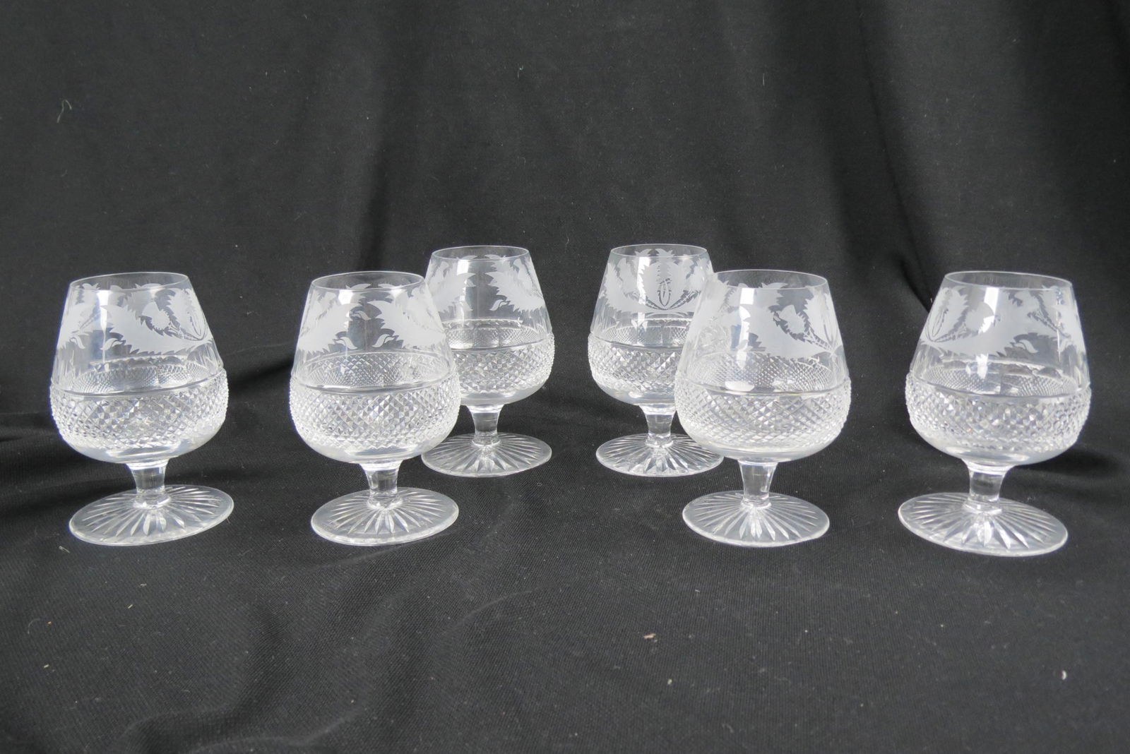 6 Scottish Cut Glass Brandy Glasses, (1 of 5)