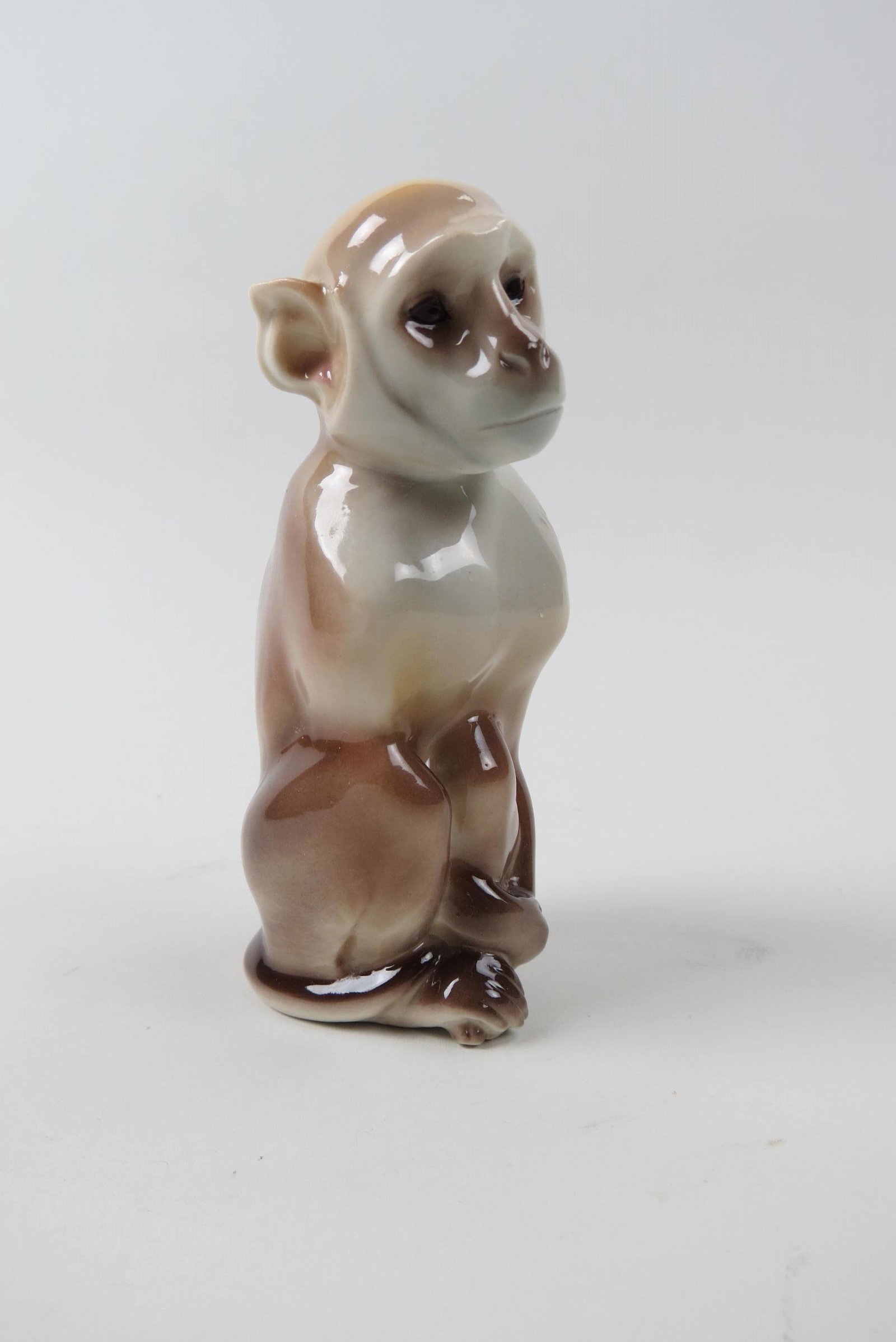 Nyphenburg Porcelain Figurine of a Monkey,: seated, #196, 5", excellent.