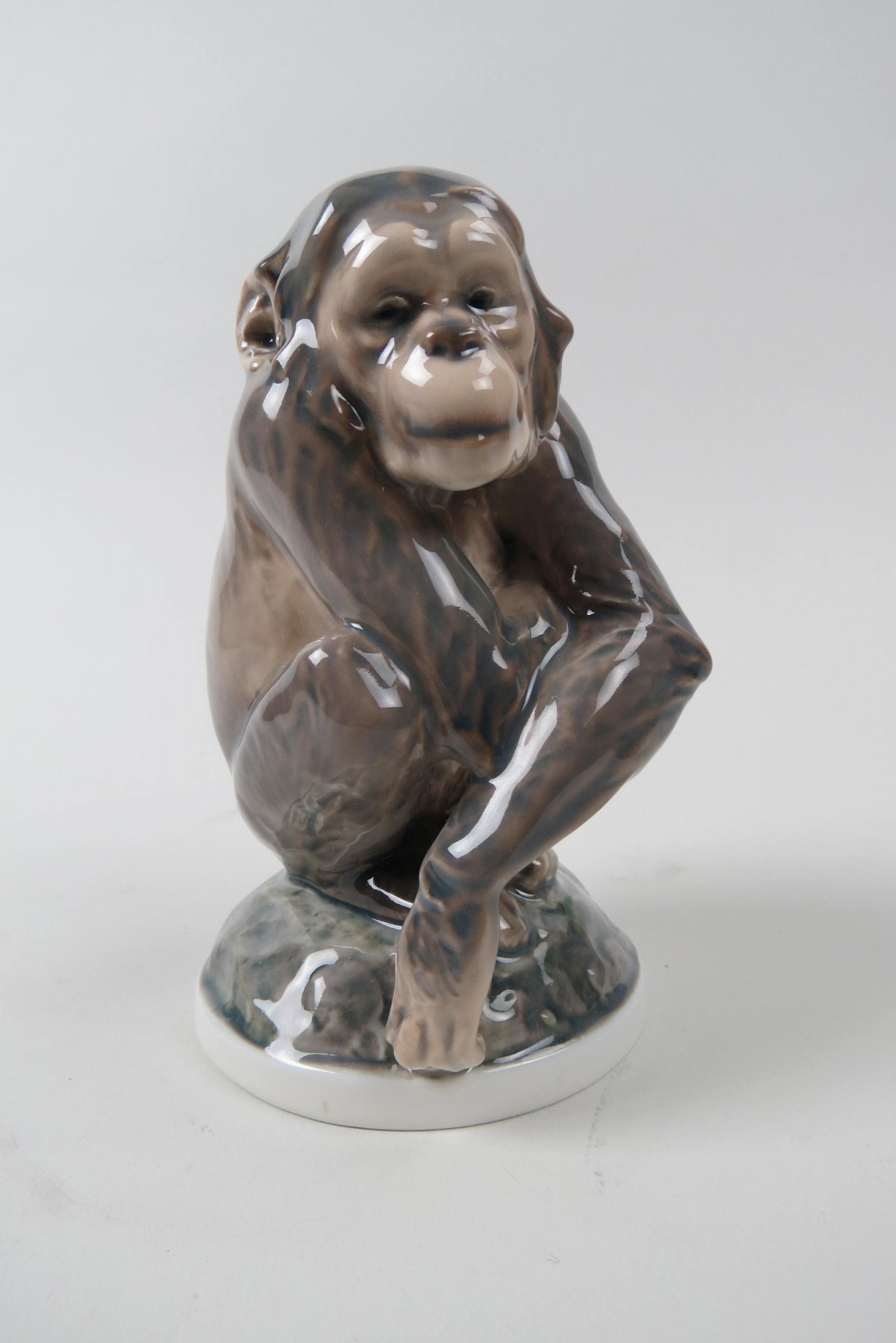 Dahl Jensen Denmark Porcelain Figurine of Monkey,: seated, #1055, 5 1/2", excellent.