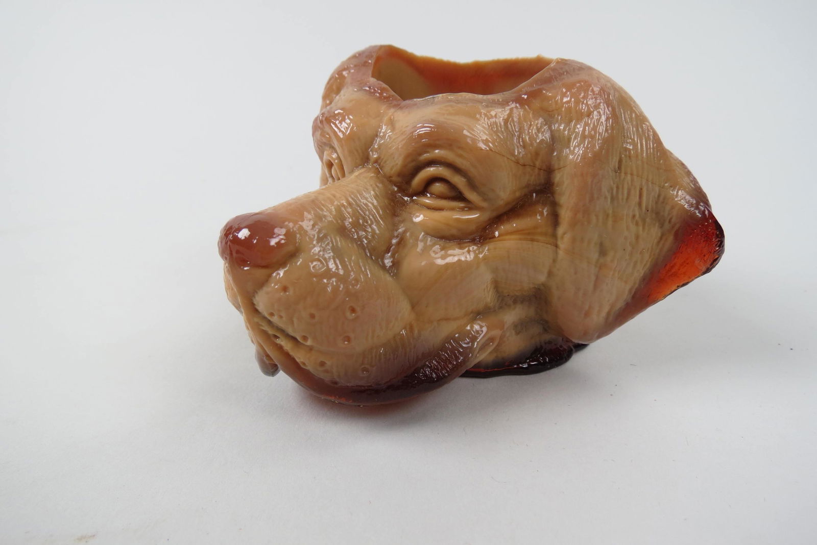 Chocolate Glass Figural Dog Head Toothpick Holder, (1 of 5)