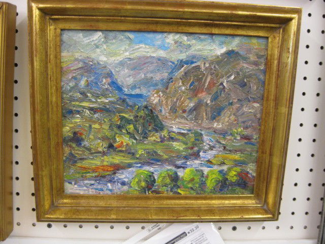 John Augustus Dominique California Landscape, well: well listed artist 1893-1994, image area 10" x 12", on board. Painter. Born in Virserum, Sweden on Oct. 1, 1893. Dominique came to the U.S. in 1898 and spent his youth in Oregon where he began his art