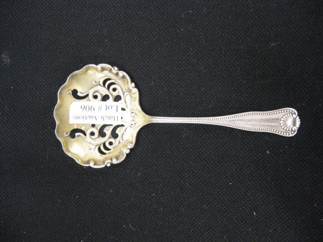 Sterling Silver Nut or Bon Bon Spoon, "Newport She: "Newport Shell", 1910, by Frank Smith Silver Company, elaborate goldwash bowl, excellent, no monogram, 4 3/4", 18 grams.