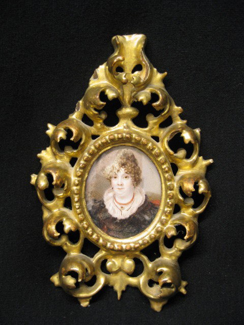 Miniature Painting on Ivory, portrait of young lad: portrait of young lady, signed Stieler, 2 1/2" x 3 3/4", image area, in ivory frame.