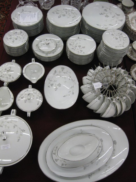 109 pc. Noritake "Valerie" Dinner Service floral, : floral, platinum trim, appears unused, excellent.