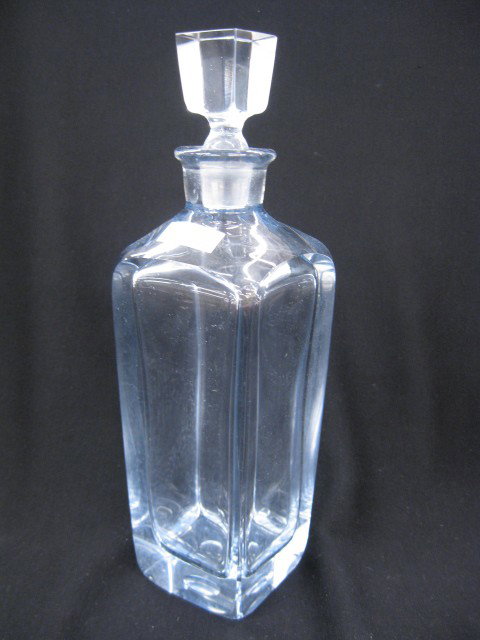 Swedish Cut Crystal Decanter, Alexandrite colori: Alexandrite coloring, signed, 11", excellent.
