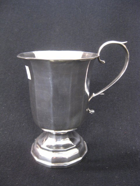W. Adams American Coin Silver Mug, New York: circa 1840, pedestal base, 4 1/4". William Adams produced silver pieces from 1831 to 1850. He died around 1862. He was also a famous politician in New York City. - assistant alderman 1840-1842, - pres