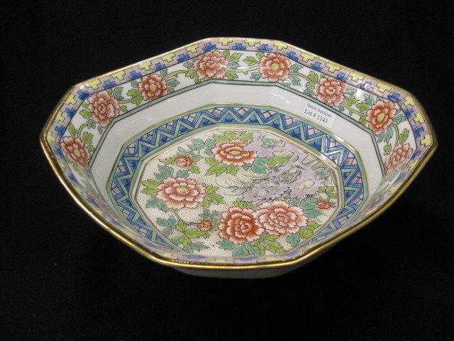 Nippon Handpainted Porcelain Bowl, fine deco flor: fine deco floral & gold, signed, 9 1/4", excellent.