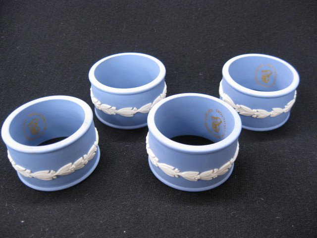 4 Wedgwood Jasperware Napkin Rings, blue, 2", exc: blue, 2", excellent.