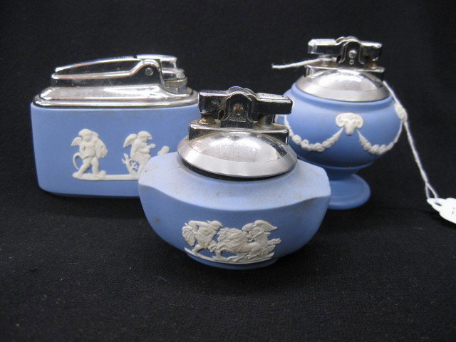 3 Wedgwood Jasperware Table Lighters, blue.: blue.