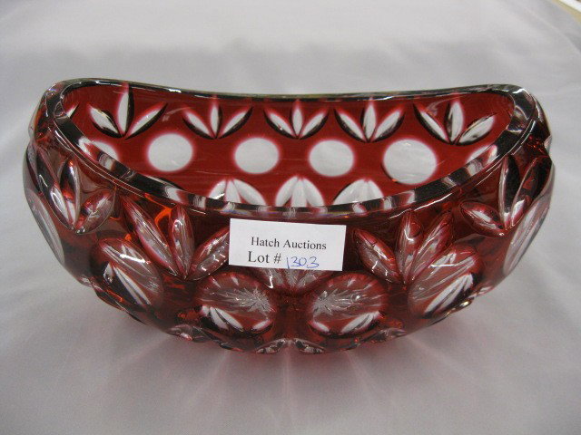 Ruby Cut-to-Clear Bowl, canoe shape, rich color, : canoe shape, rich color, 5" x 8", excellent.