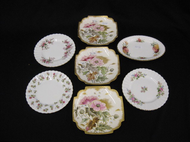 7 pc. Estate Lot; 3 Royal Bonn floral plates, 3 R: 3 Royal Bonn floral plates, 3 Royal Albert plates and a Paragon oval dish.