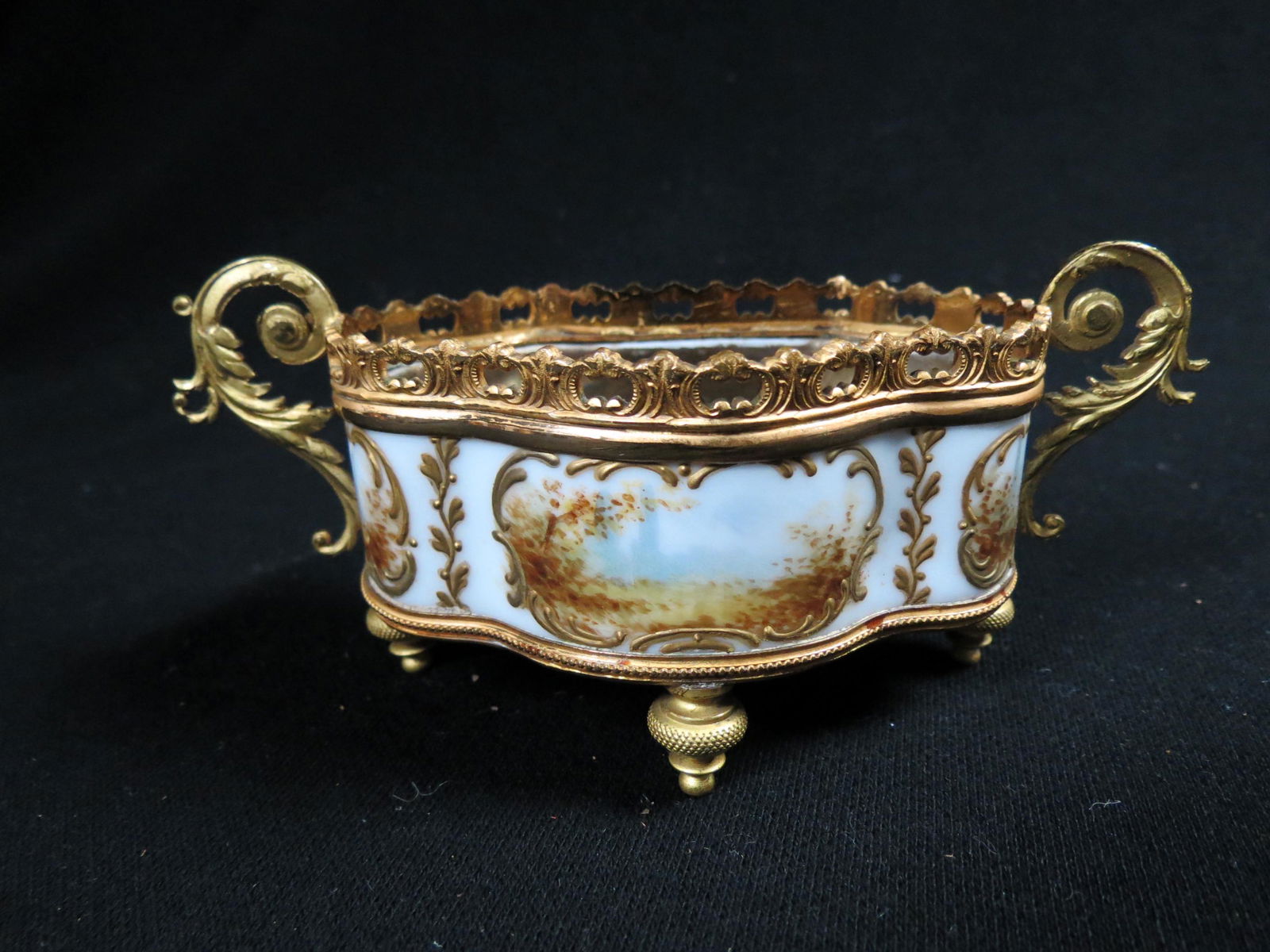 French Miniature Porcelain & Bronze Planter, (1 of 4)