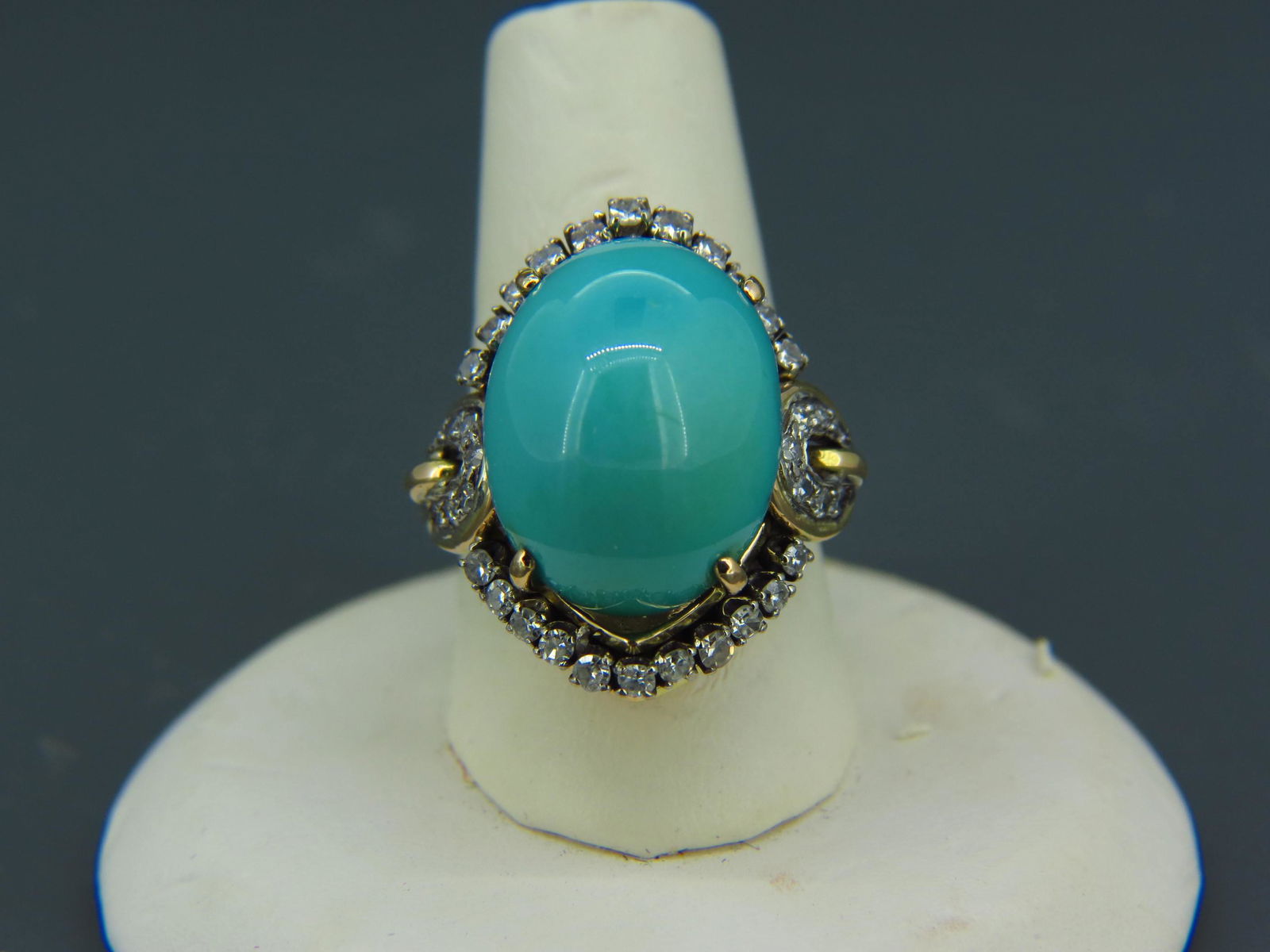 Turquoise & Diamond 14K Gold Ring, (1 of 9)