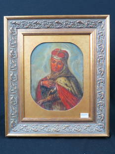 Early Oil Painting of a Queen, Saint.: on panel, image area approx. 8" X 10", plus newer mat and frame...She's a Queen and also a catholic saint, due to the halo over her head. I see two possibilities: St. Elisabeth of Hungary or St.