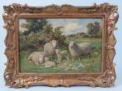 Claude Cardon, oil, Sheep in Springtime,