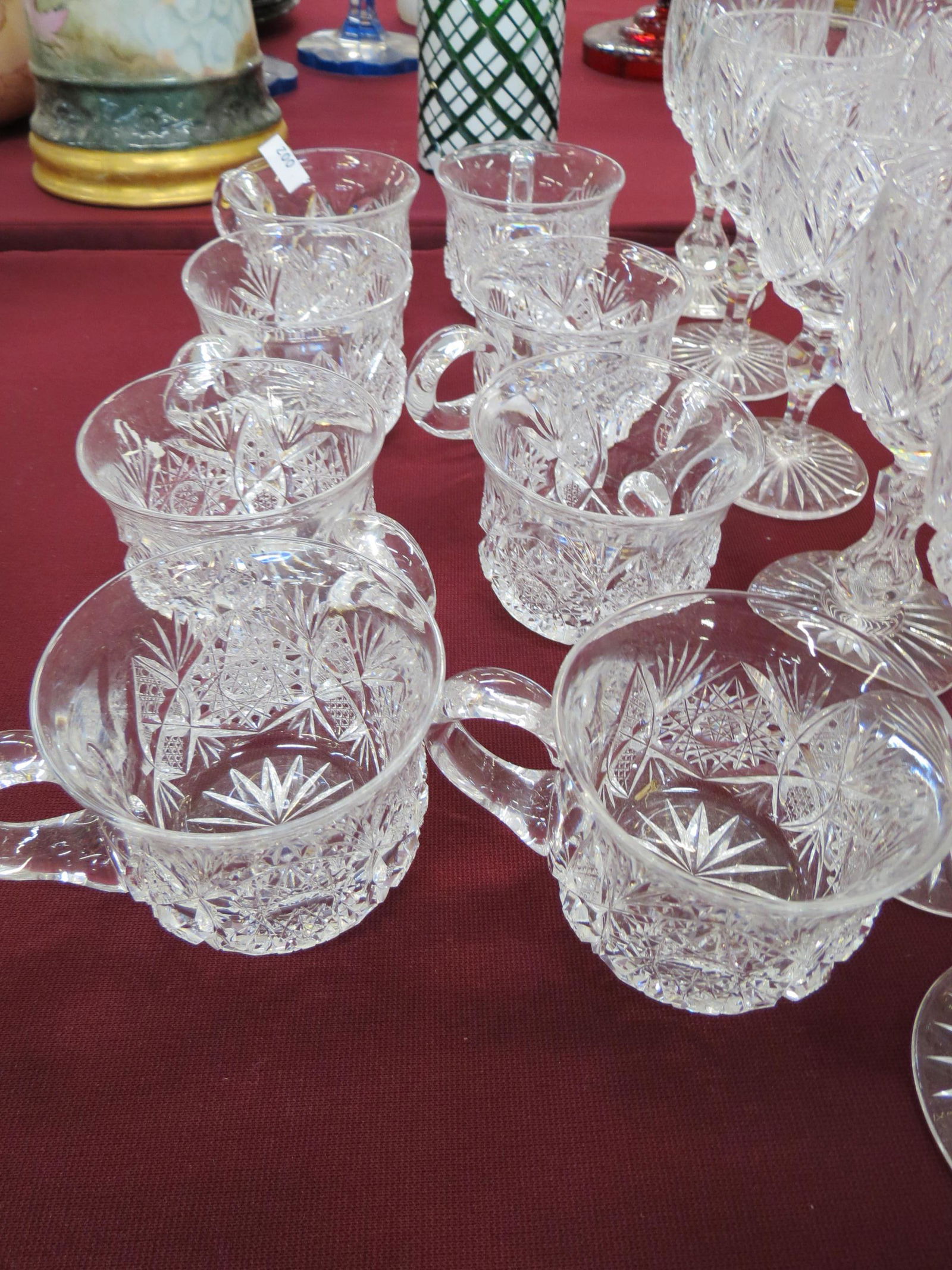 8 Cut Glass Punch Cups, Brilliant period, (1 of 4)
